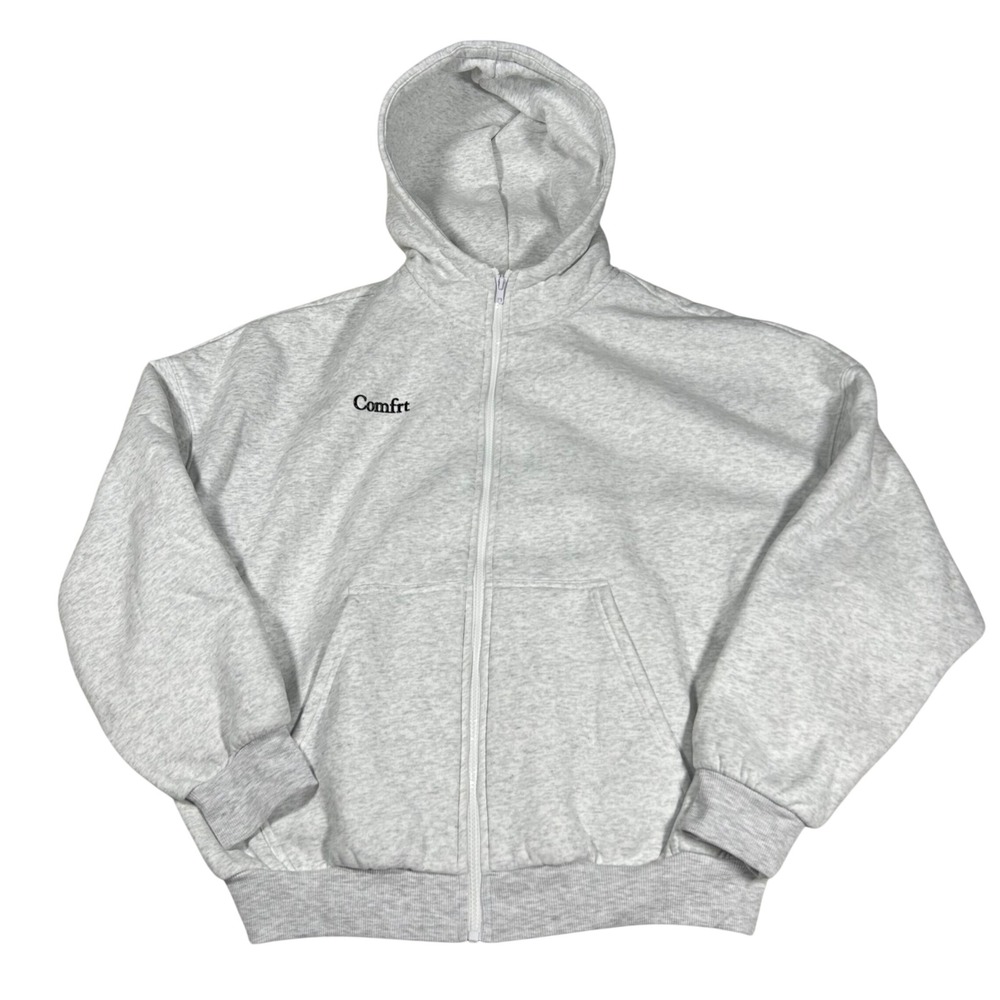 Comfrt Full Zip Hoodie Womens Small Grey Fleece Sweatshirt Good Days Ahead